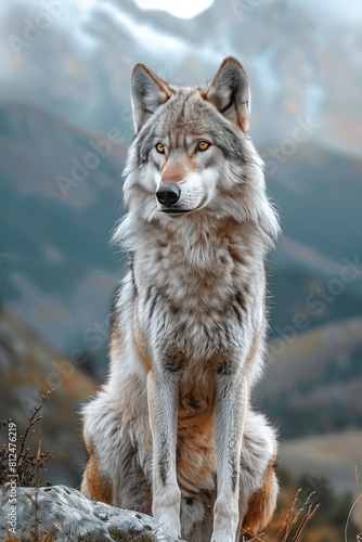 gray wolf in the snow