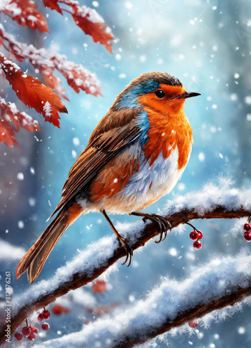 robin on snow © Khatija 