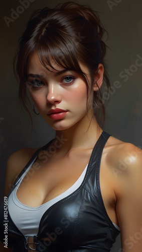 young woman Beautiful realistic eyes