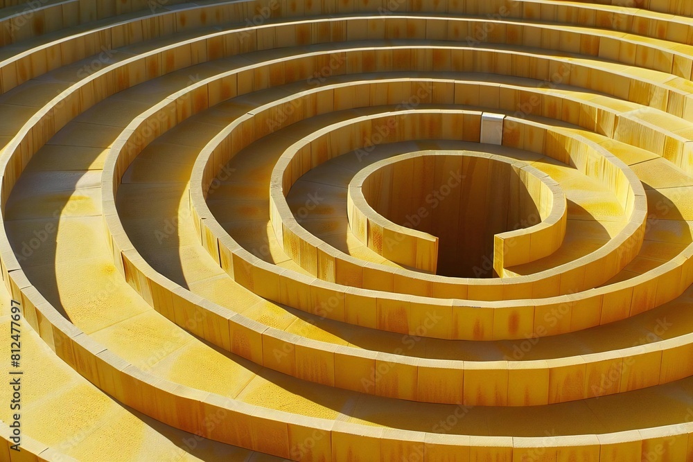 Abstract maze design on vibrant yellow paper Abstract maze design on vibrant yellow paper