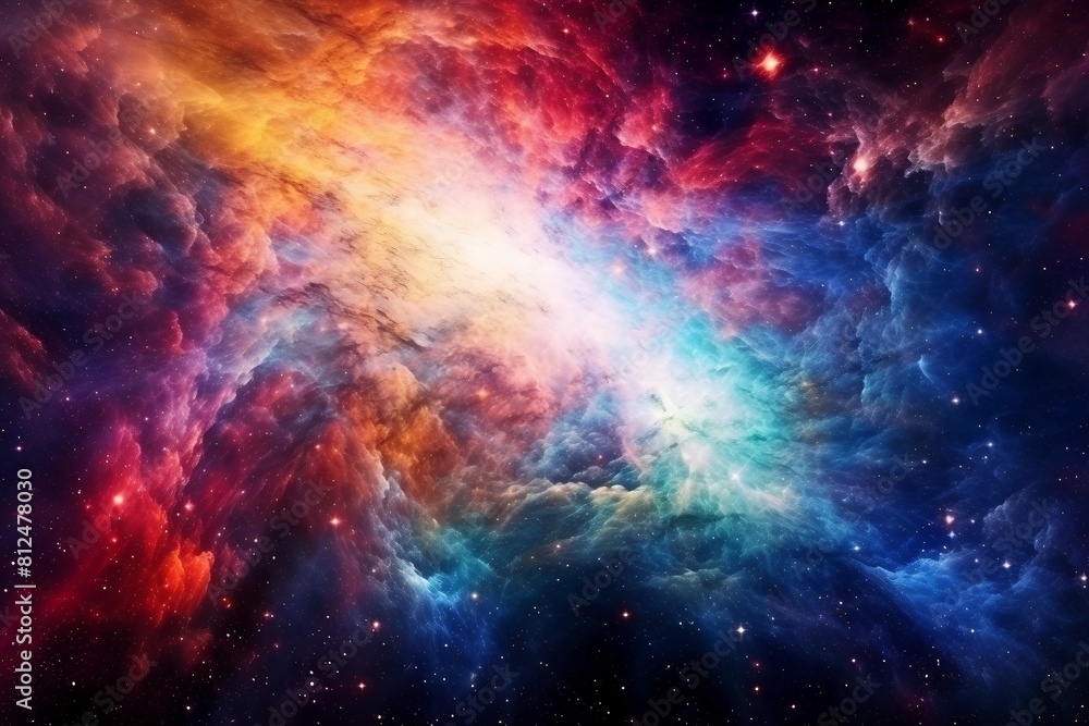 Colorful space background with dazzling stars, galaxies, and nebulae