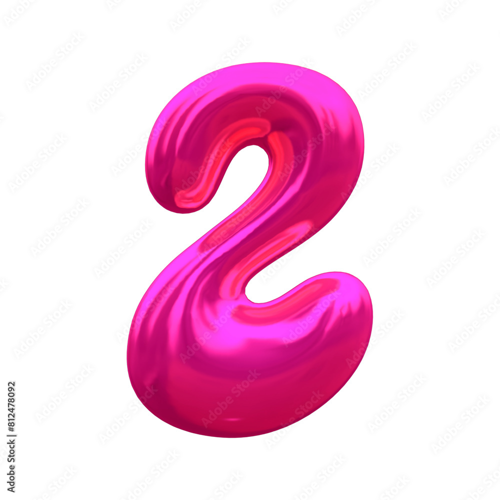 Glossy 3D balloon Number 2 Glossy 3D balloon Number 2