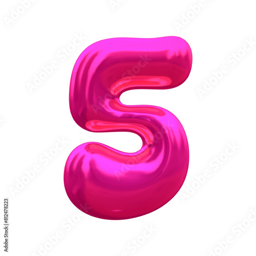 Wallpaper Mural Glossy 3D balloon Number 5 Torontodigital.ca