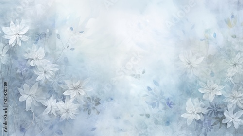 Elegant Blue and White Floral Background with Artistic Blossoms.