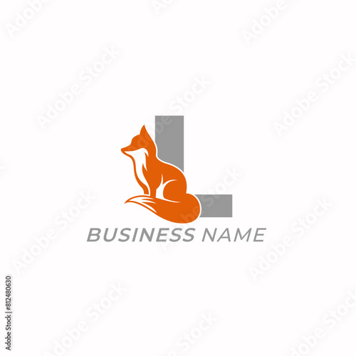 design logo creative letter L and fox
