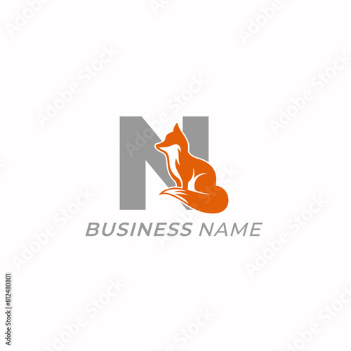 design logo creative letter N and fox animal