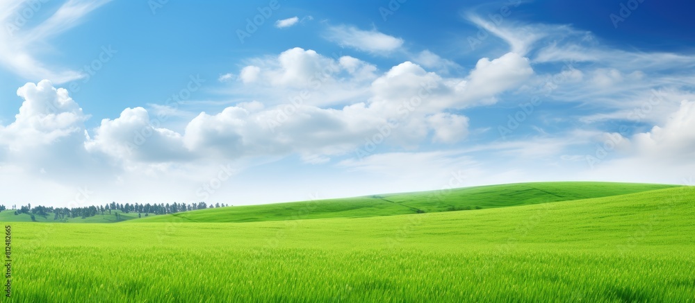 An expanse of untouched green field in the tranquil rural countryside perfect for a captivating copy space image An expanse of untouched green field in the tranquil rural countryside perfect for a captivating copy space image