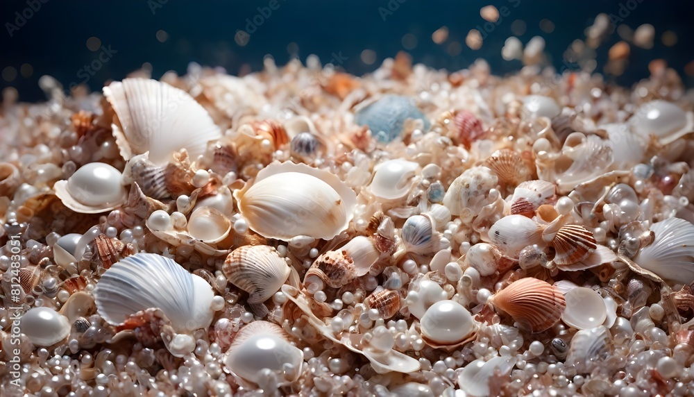 background of sea shells with pearls Generative AI background of sea shells with pearls Generative AI