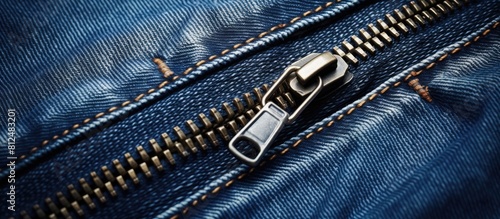 An image showing a denim texture with a zipper partially open. Creative banner. Copyspace image photo