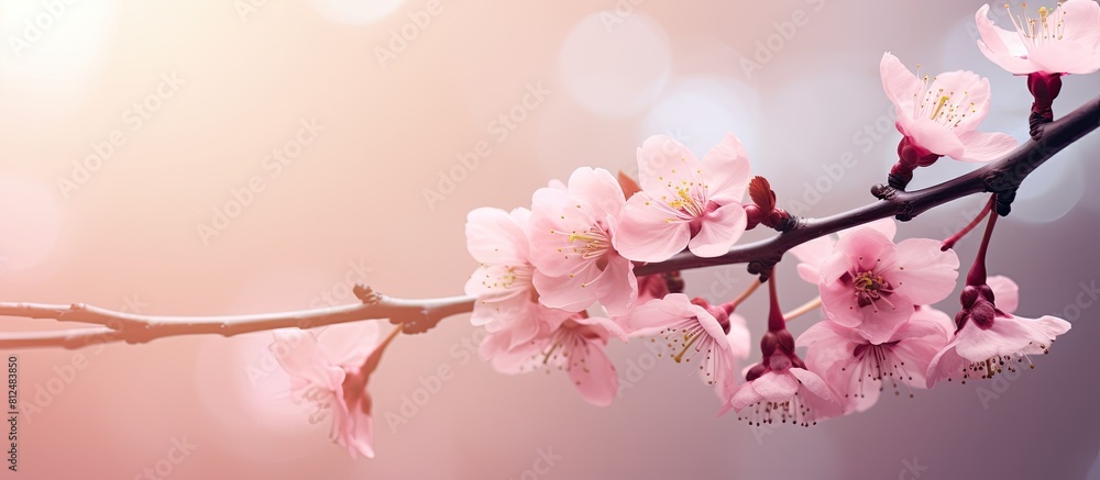 A soft and blurred sakura flower with ample copy space for an enchanting background image A soft and blurred sakura flower with ample copy space for an enchanting background image