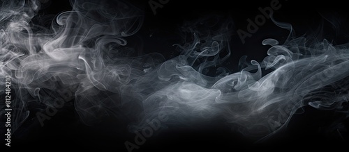 A smoke and powder overlay on a black background creates an isolated white fog with a smoky effect perfect for enhancing photos and artworks Includes copy space image