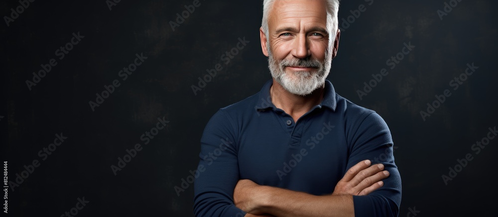 Proud senior man with arms crossed sporting a satisfied expression. Creative banner. Copyspace image Proud senior man with arms crossed sporting a satisfied expression. Creative banner. Copyspace image