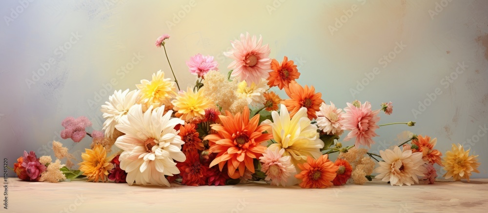 A beautiful bunch of flowers with copy space for greetings A beautiful bunch of flowers with copy space for greetings