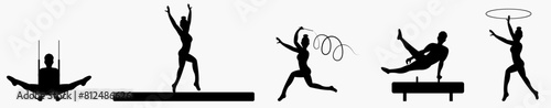 set of gymnastics silhouettes.