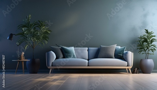 mock up modern interior sofa in living room  empty wall  3D render sofa  interior  room  furniture  couch  home  living  design  