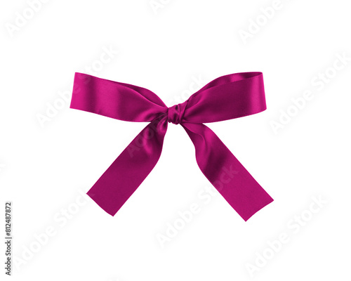 Satin ribbon bow purple color isolated on white background © GCapture