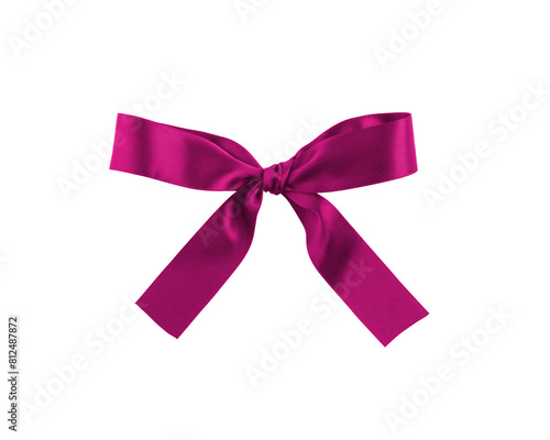 Satin ribbon bow purple color isolated on white background