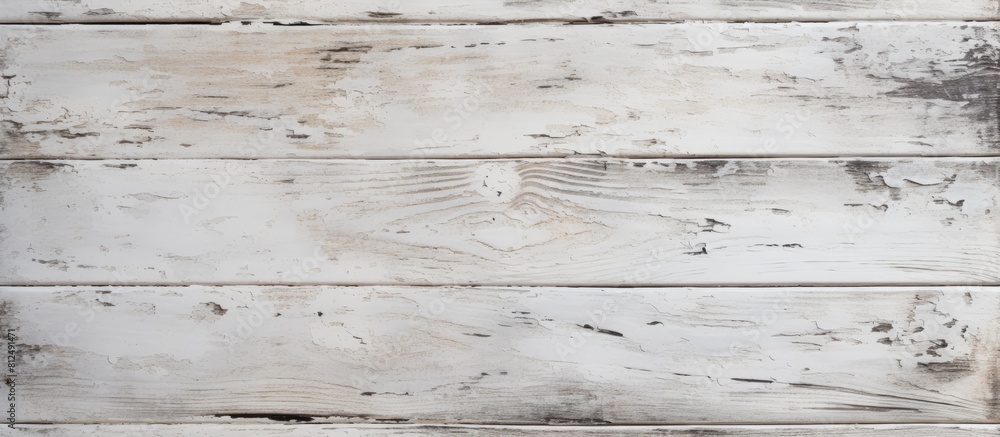 The wooden desk texture features peeling white and gray paint creating an interesting visual with plenty of copy space for an image