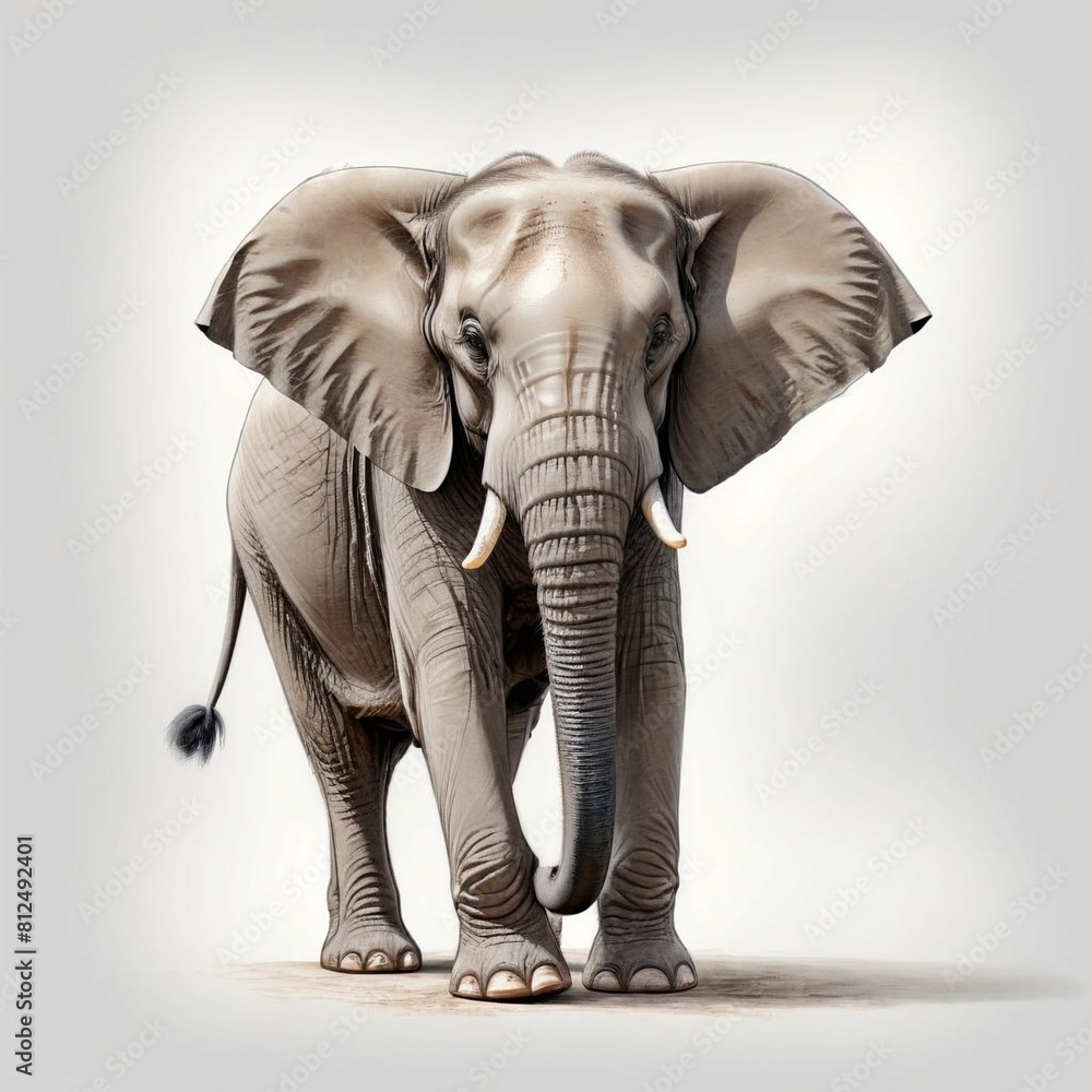 Obraz premium Elephant on white isolated background