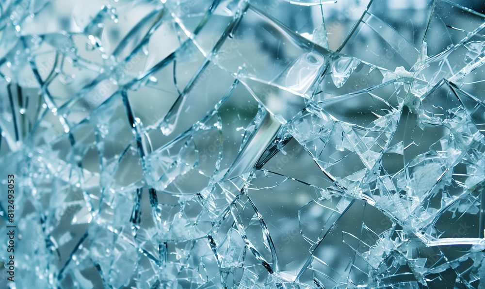 Broken glass in an abstract background showcases the complexity and chaotic nature of the breakage, creating patterns of extraordinary aesthetics. Broken glass in an abstract background showcases the complexity and chaotic nature of the breakage, creating patterns of extraordinary aesthetics.