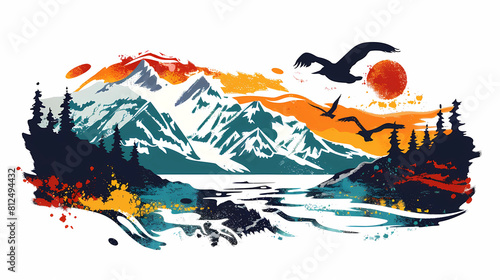 Abstract of Alaska illustration isolated on white background