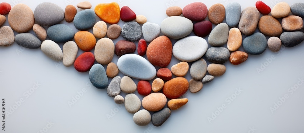 Copy space image of a decorative arrangement featuring a cluster of heart shaped pebbles Copy space image of a decorative arrangement featuring a cluster of heart shaped pebbles