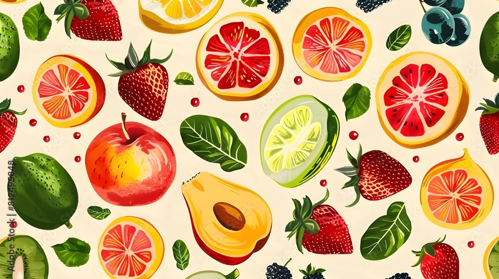 seamless repeat pattern of fresh fruit seamless repeat pattern of fresh fruit