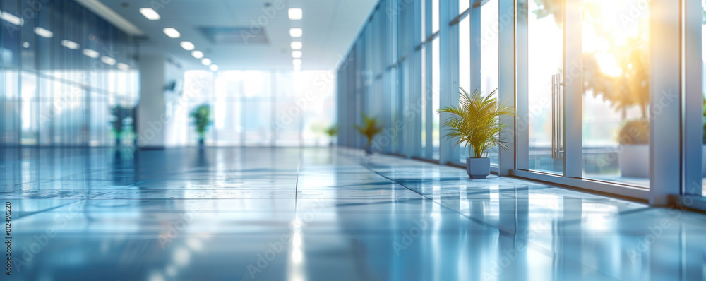 A large open space with a lot of windows and a plant in a vase. The space is bright and airy, with a sense of calm and serenity A large open space with a lot of windows and a plant in a vase. The space is bright and airy, with a sense of calm and serenity