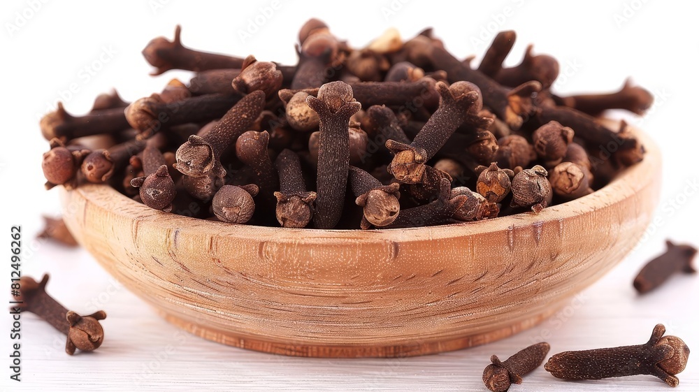 Obraz premium Capture the sweet, woody aroma of cloves, a potent spice that adds warmth and depth to Indian recipes