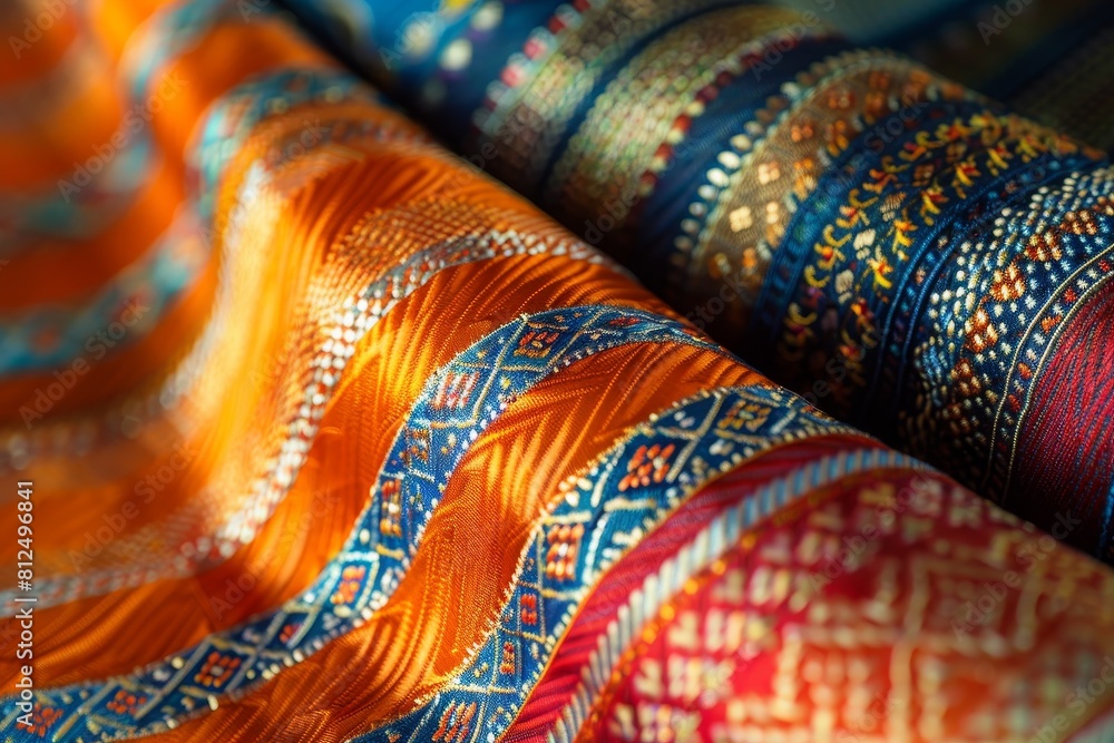 Two pieces of fabric with different colors and patterns Two pieces of fabric with different colors and patterns
