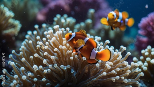Aquatic Ballet, Stunning Clownfish and Sea Anemone Displaying Natural Partnership