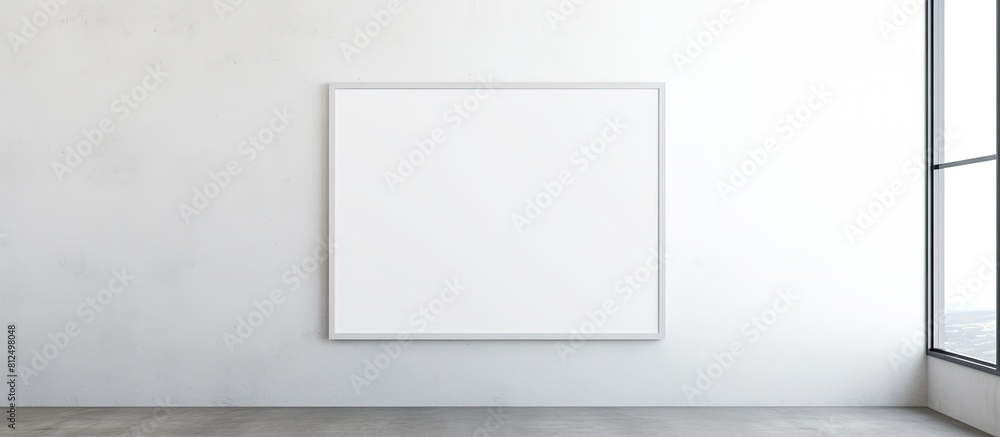 Copy space image of a frame mockup showcased on a clean white wall Copy space image of a frame mockup showcased on a clean white wall