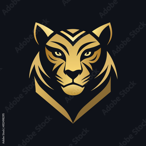 black Golden Aura Unique roaring tiger face  front view  club Logo Vector Radiating Luxury and Refinement   premium style logo  elegant vector logo  consistency in each shape  perfect logo