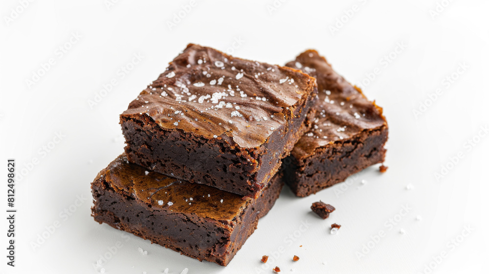 Salted Caramel Brownies on white surface, isolated on white background. Salted Caramel Brownies on white surface, isolated on white background.