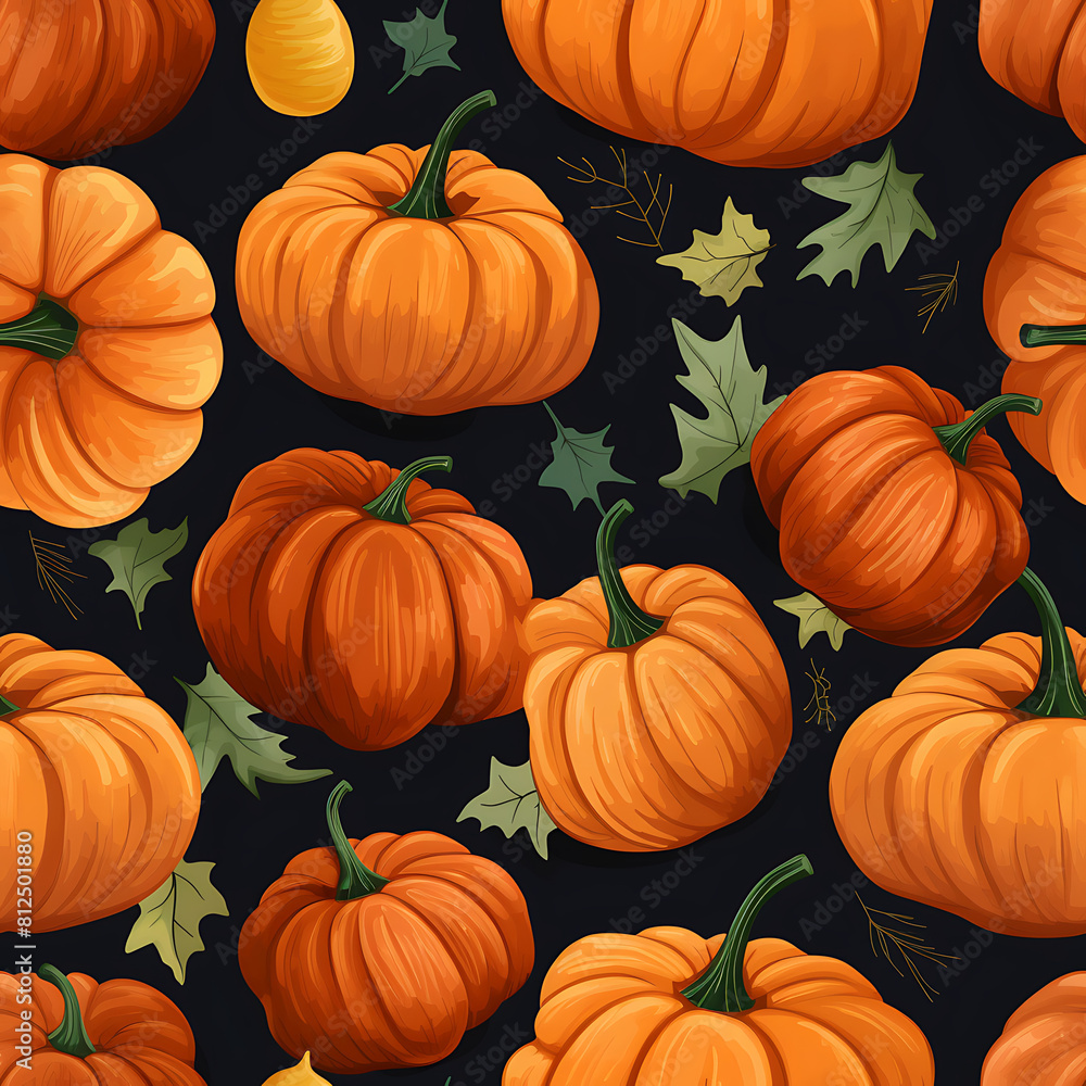 Pumpkin seamless pattern, the beauty of design knows no bounds. Can be used as a variety of graphics resources Pumpkin seamless pattern, the beauty of design knows no bounds. Can be used as a variety of graphics resources