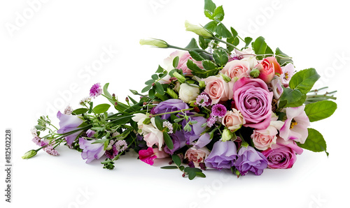 Beautiful bouquet of bright flowers isolated on white  background