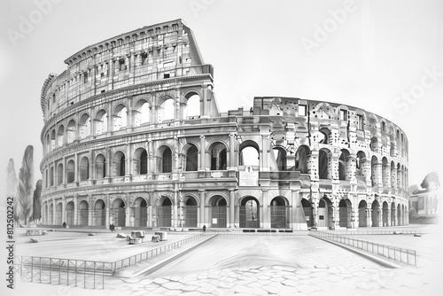 Colosseum abstract sketch hand drawn photo
