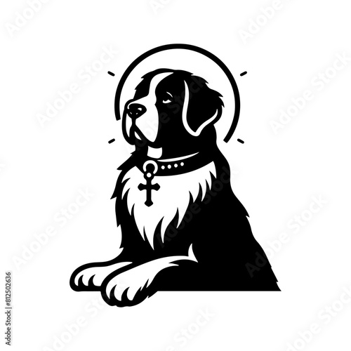 Saint Bernard Vector Silhouette- Capturing in black Illustration of Saint Bernard- Minimalist Saint Bernard Vector Silhouette.