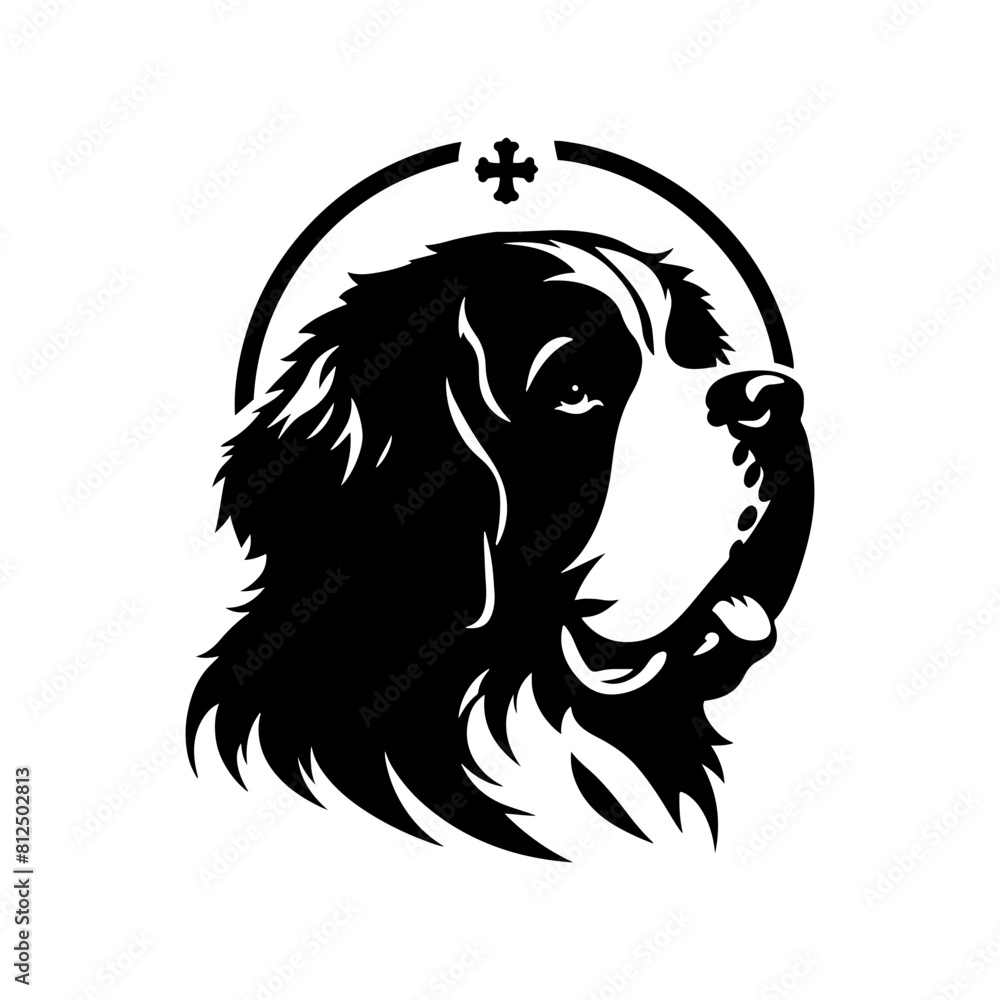 Fototapeta premium Saint Bernard Vector Silhouette- Capturing in black Illustration of Saint Bernard- Minimalist Saint Bernard Vector Silhouette.