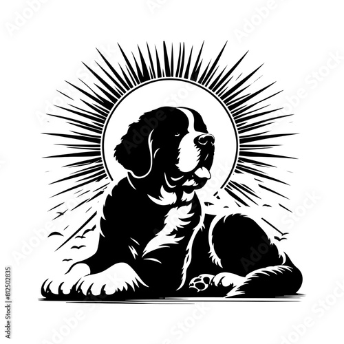 Tableau sur toile Saint Bernard Vector Silhouette- Capturing in black Illustration of Saint Bernard- Minimalist Saint Bernard Vector Silhouette