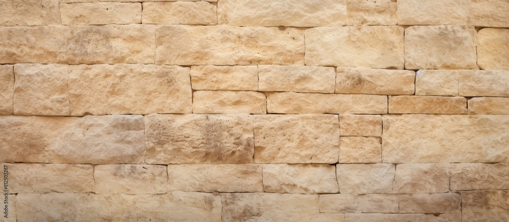 A textured beige stone wall background with a pastel wallpaper for a soothing and natural look Perfect for copy space image A textured beige stone wall background with a pastel wallpaper for a soothing and natural look Perfect for copy space image