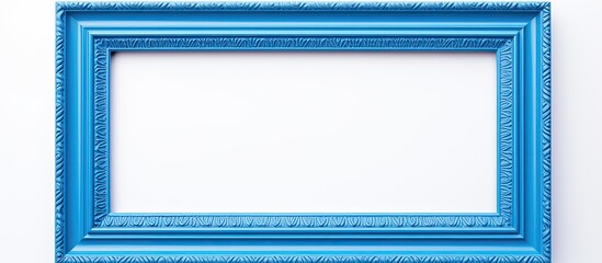 A plastic blue picture frame is shown in a copy space image against a white background