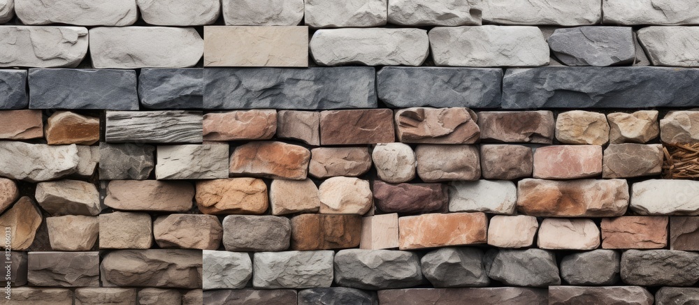 Obraz premium A series of images showcasing various building materials textures such as stone cement concrete rock and stucco on the exterior of a building is available as copy space images