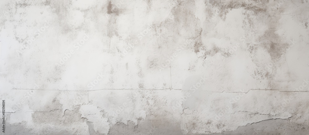 Obraz premium A vintage concrete wall with a white paint texture serves as a background featuring a retro pattern and offering copy space for a banner
