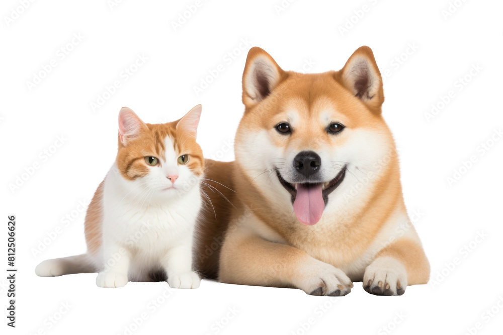 dog with cat friendly isolated on white dog with cat friendly isolated on white