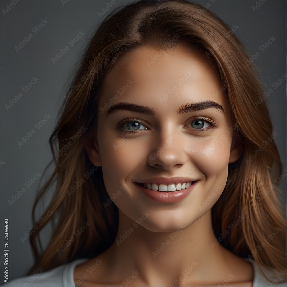 Cut young happy woman with smile Cut young happy woman with smile