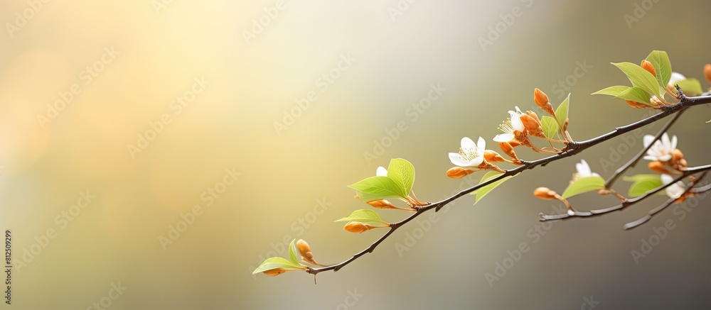A spring themed image displaying delicate young buds on thin twigs setting a vibrant and refreshing ambiance of the season. Creative banner. Copyspace image A spring themed image displaying delicate young buds on thin twigs setting a vibrant and refreshing ambiance of the season. Creative banner. Copyspace image
