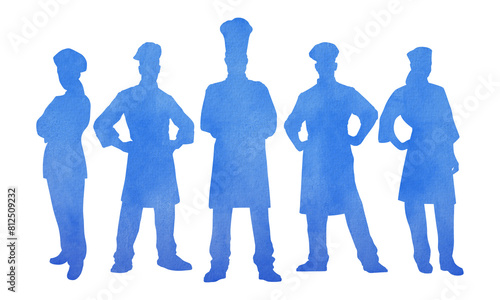 Watercolor standing chef silhouette
