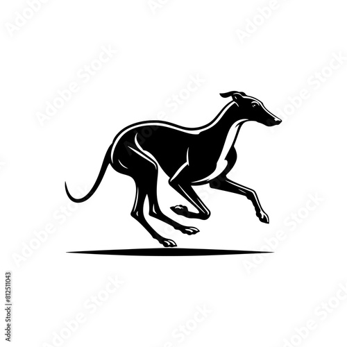Running Whippet Dog Vector Silhouette - Graceful Agility and Energetic Spirit of this Athletic Canine- Running Whippet Dog Illustration- Minimalist Running Whippet Dog.