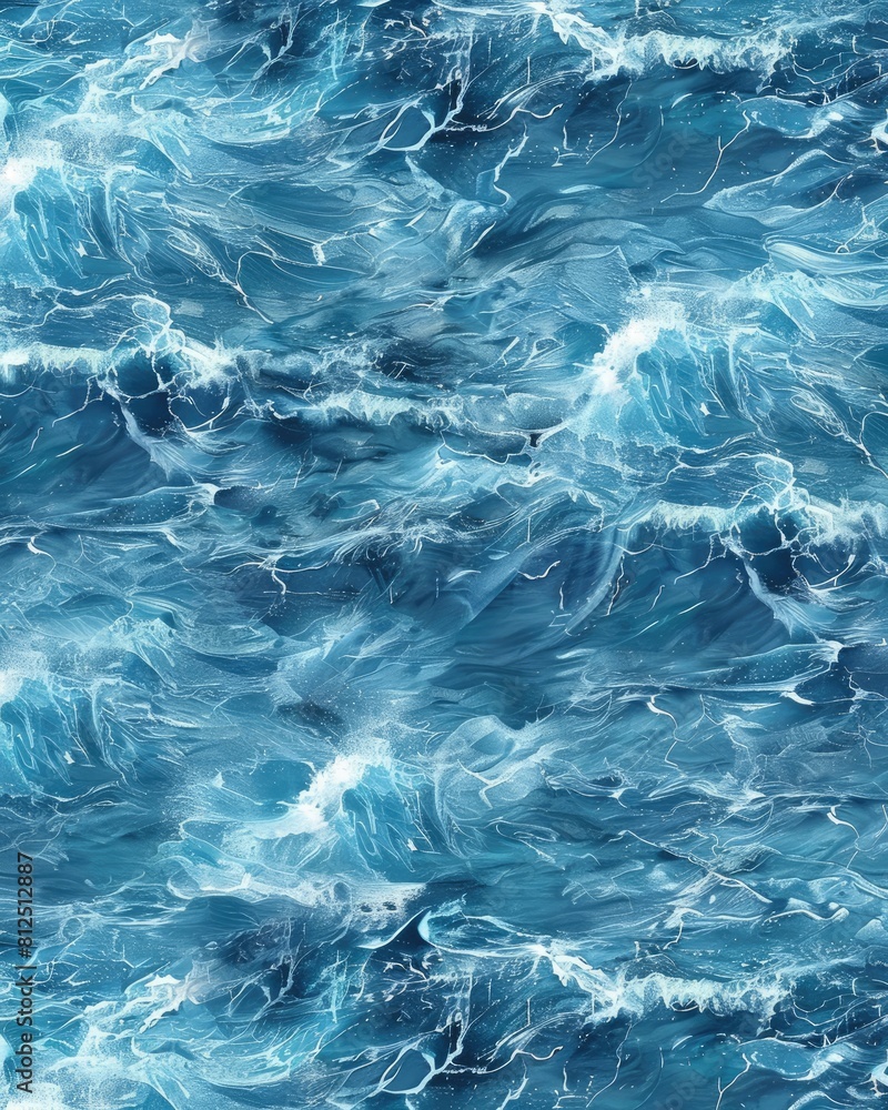 Texture of blue sea water with waves and splashes Texture of blue sea water with waves and splashes